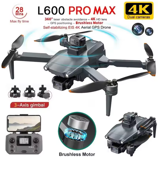 Vellory L600 PRO MAX — GPS 4K Drone with Dual Cameras, 3-Axis Gimbal, Obstacle Avoidance & Brushless Motor
