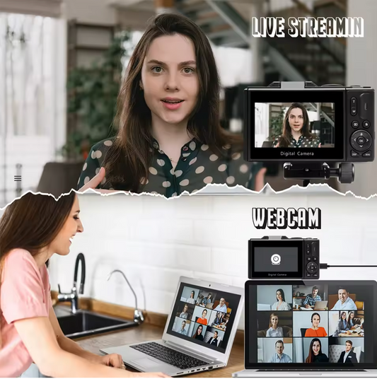Vellory 4K Vlogging Camera — 64MP Digital Cam with 18X Zoom, 180° Flip Screen & Flash for YouTube, Travel & Photography