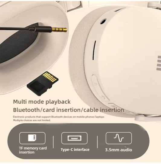 Vellory Wireless Bluetooth Over-Ear Headphones — HiFi Stereo, Foldable & Lightweight with Type-C, TF & 3.5mm Support