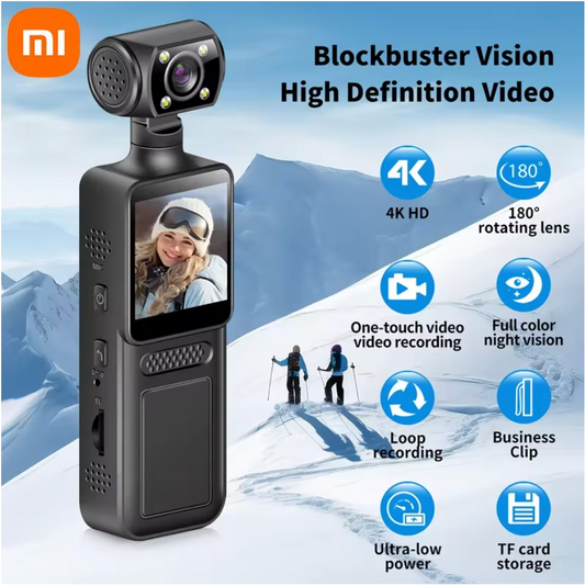 Vellory 8K Mini Handheld Camera — 180° Rotating Wearable Night Vision Pocket Cam for Outdoor Sports & Travel